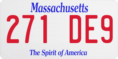 MA license plate 271DE9