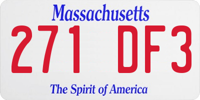MA license plate 271DF3