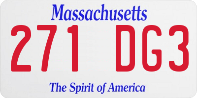 MA license plate 271DG3
