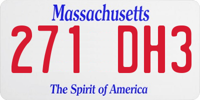 MA license plate 271DH3