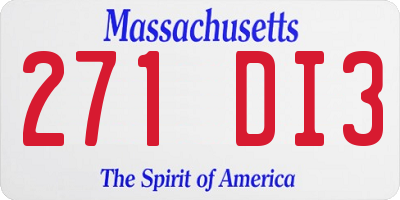 MA license plate 271DI3