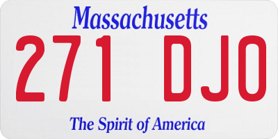 MA license plate 271DJ0