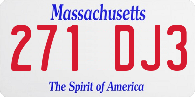 MA license plate 271DJ3