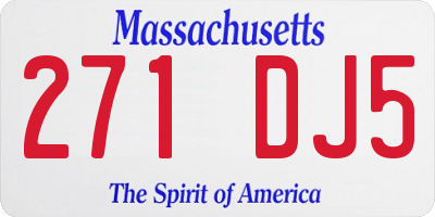 MA license plate 271DJ5