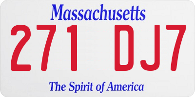MA license plate 271DJ7