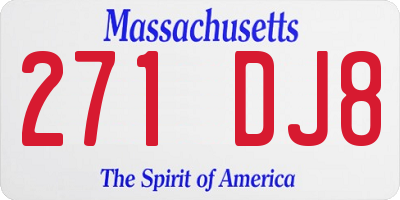 MA license plate 271DJ8