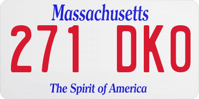 MA license plate 271DK0