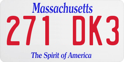 MA license plate 271DK3