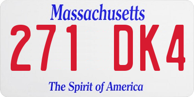 MA license plate 271DK4