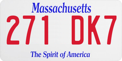 MA license plate 271DK7