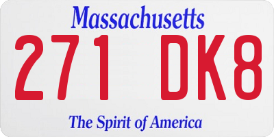 MA license plate 271DK8