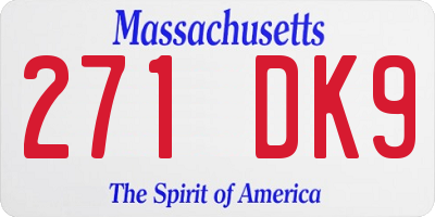 MA license plate 271DK9
