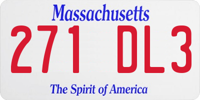 MA license plate 271DL3