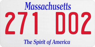 MA license plate 271DO2