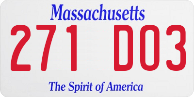 MA license plate 271DO3