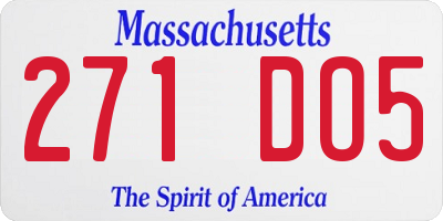 MA license plate 271DO5