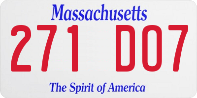 MA license plate 271DO7
