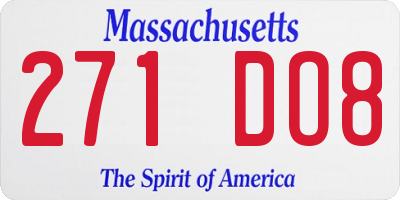 MA license plate 271DO8