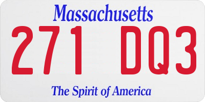 MA license plate 271DQ3