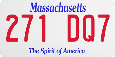 MA license plate 271DQ7
