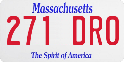 MA license plate 271DR0