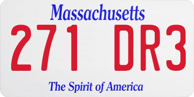 MA license plate 271DR3