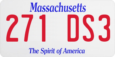 MA license plate 271DS3
