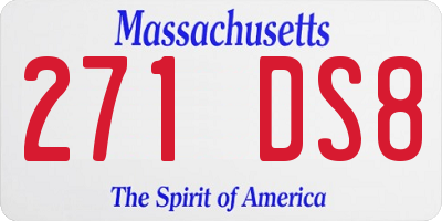 MA license plate 271DS8