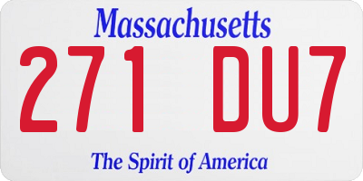 MA license plate 271DU7
