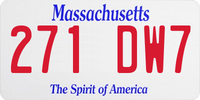 MA license plate 271DW7