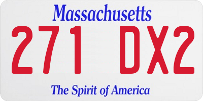 MA license plate 271DX2