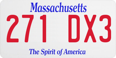 MA license plate 271DX3