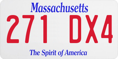 MA license plate 271DX4