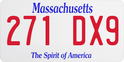 MA license plate 271DX9