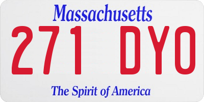 MA license plate 271DY0
