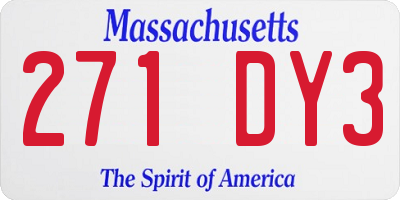 MA license plate 271DY3