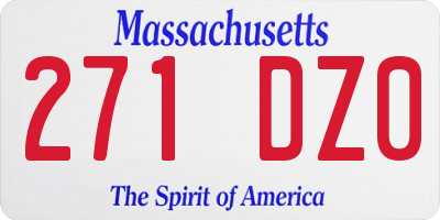 MA license plate 271DZ0