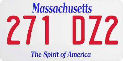 MA license plate 271DZ2