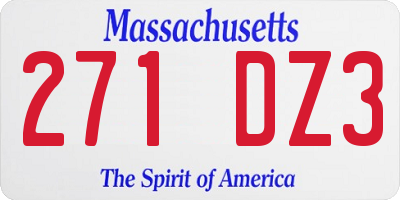 MA license plate 271DZ3