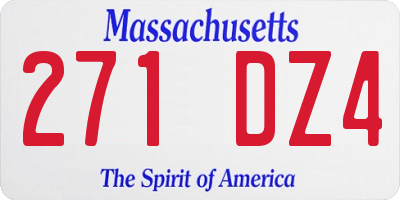 MA license plate 271DZ4
