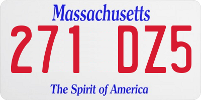 MA license plate 271DZ5