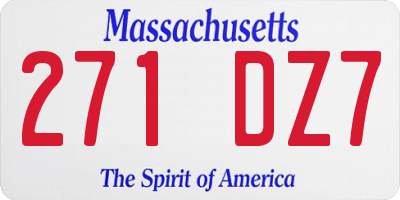 MA license plate 271DZ7
