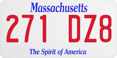 MA license plate 271DZ8