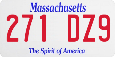 MA license plate 271DZ9