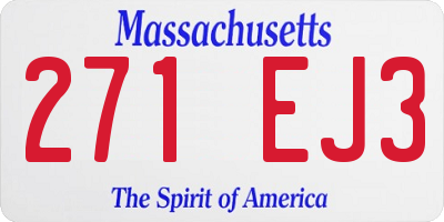 MA license plate 271EJ3