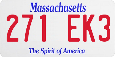 MA license plate 271EK3
