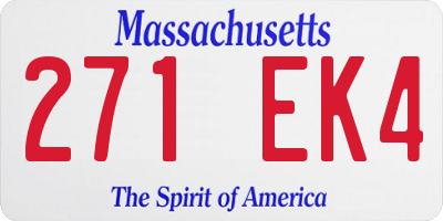 MA license plate 271EK4