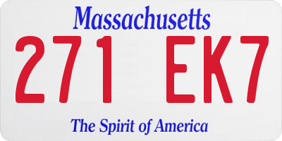 MA license plate 271EK7