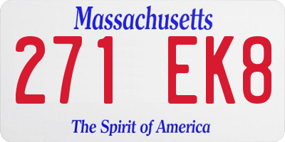 MA license plate 271EK8