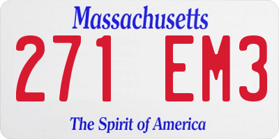 MA license plate 271EM3